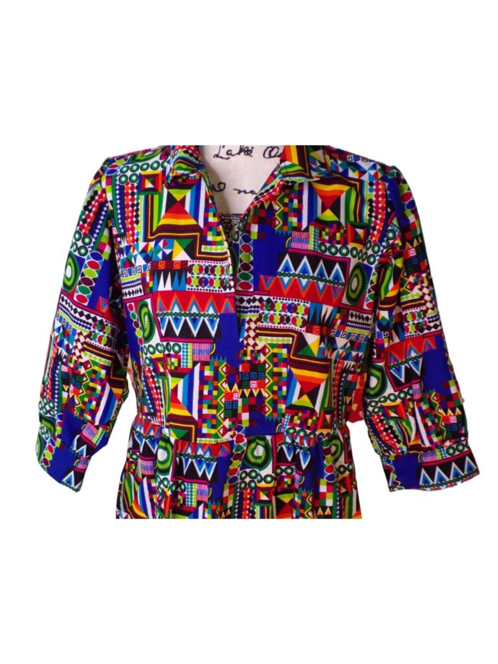 🆕 The Oula Company Geometric Print Cotton Dress Pockets Small - Picture 9 of 16